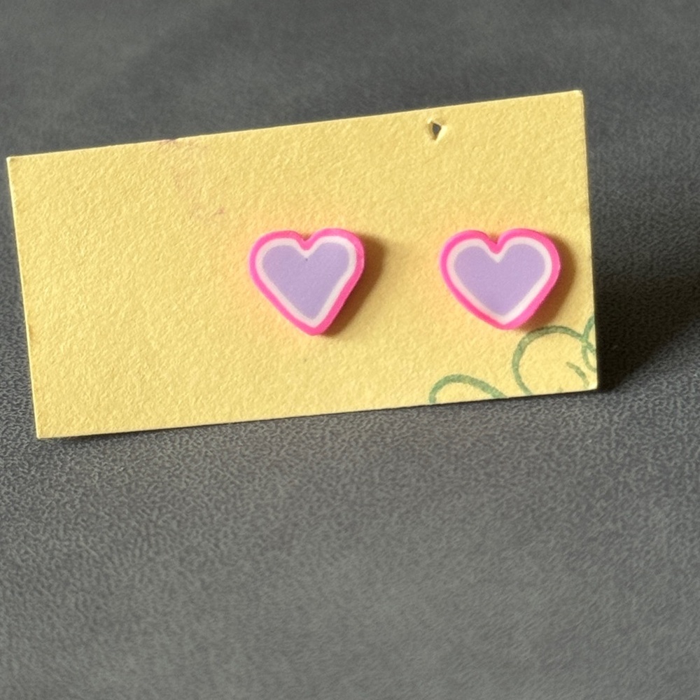 Clay 💗 Pink and Purple Heart Earrings